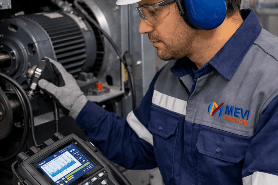 Técnico analisando vibração em HVAC